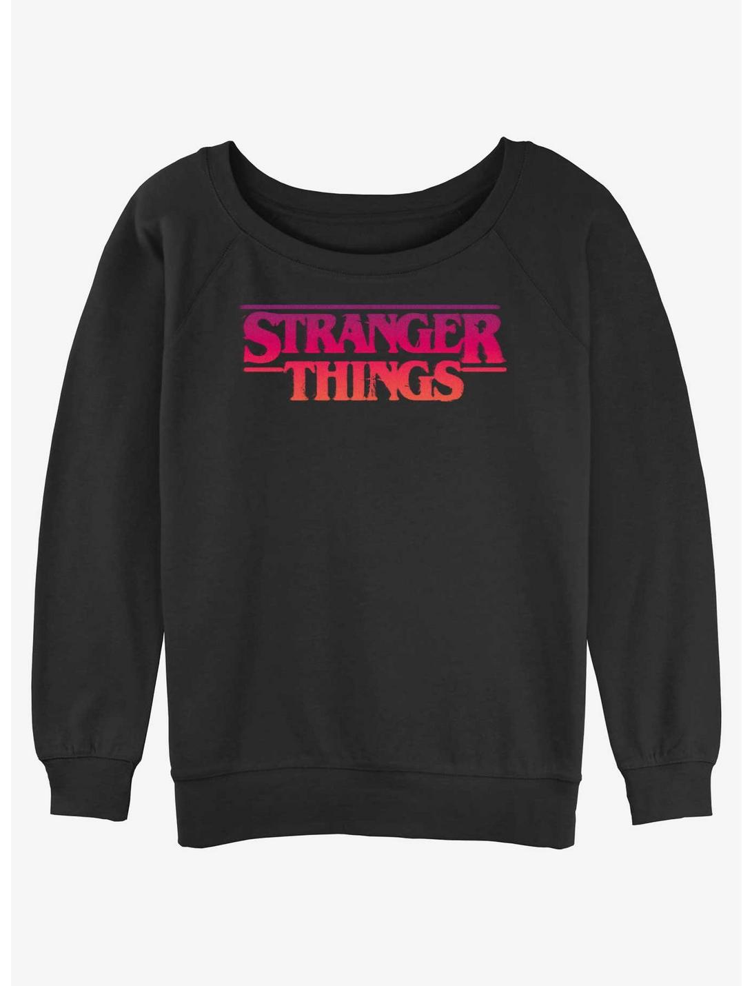 Stranger Things Grunge Logo Womens Slouchy Sweatshirt, BLACK, hi-res