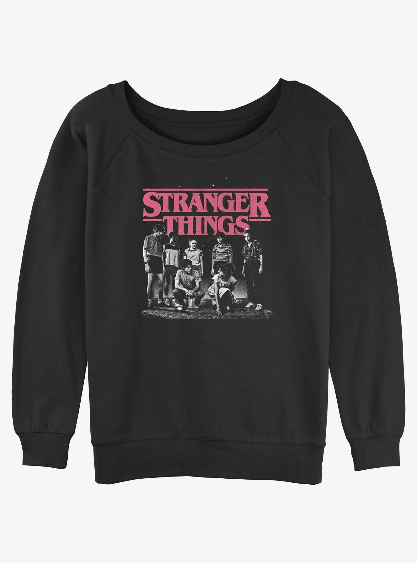 Stranger Things Hawkins Squad Womens Slouchy Sweatshirt, BLACK, hi-res