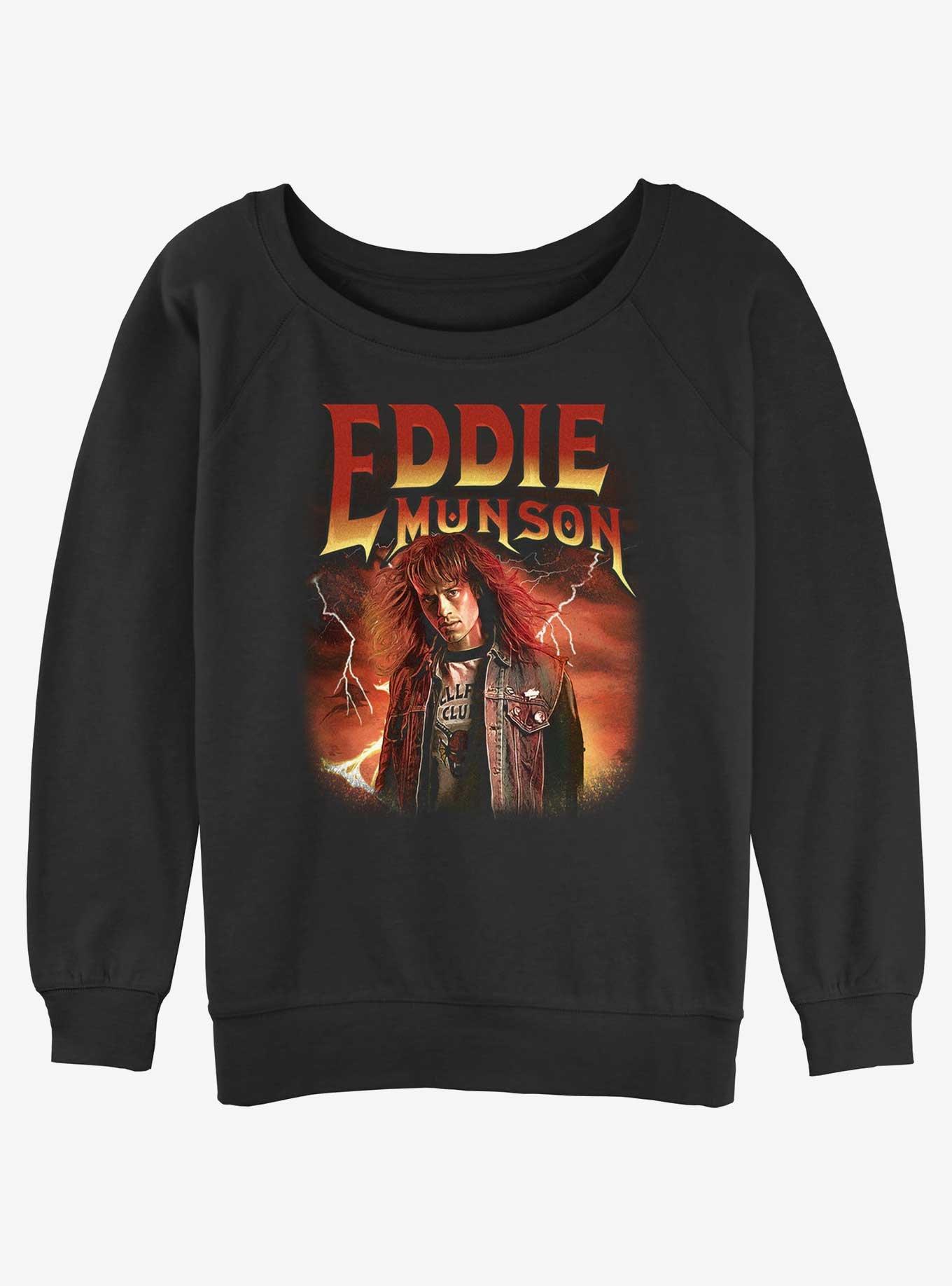 Stranger Things Metal Eddie Munson Womens Slouchy Sweatshirt, BLACK, hi-res