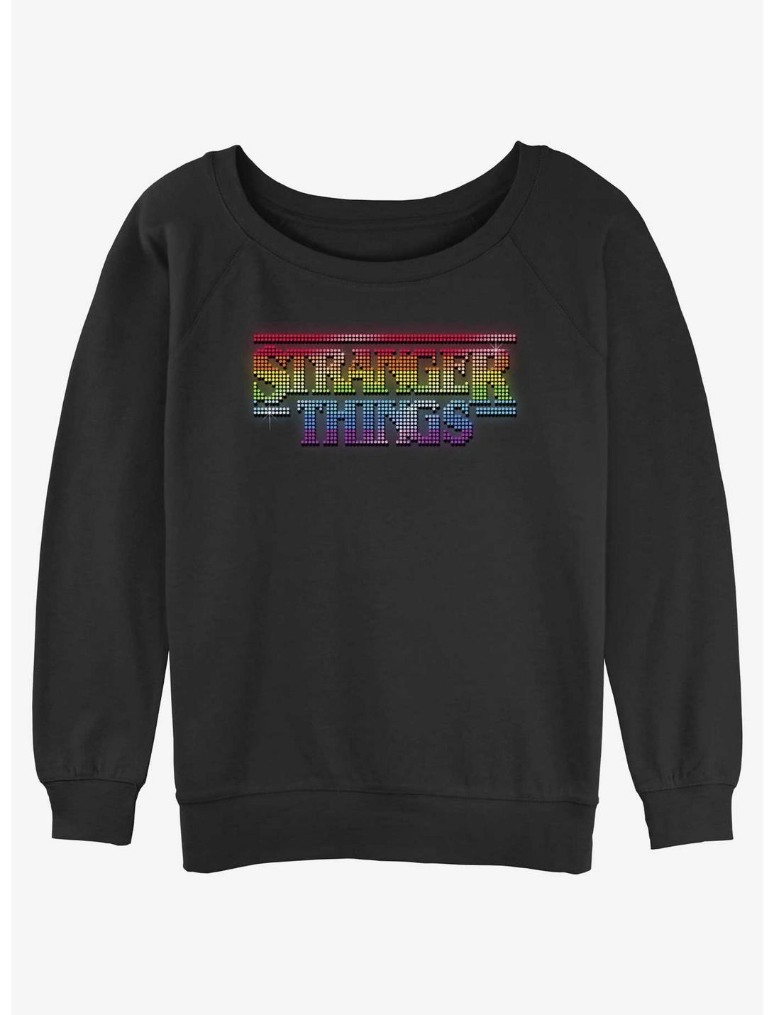 Stranger Things Rainbow Logo Womens Slouchy Sweatshirt, BLACK, hi-res