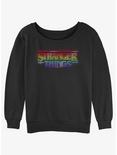 Stranger Things Rainbow Logo Womens Slouchy Sweatshirt, BLACK, hi-res