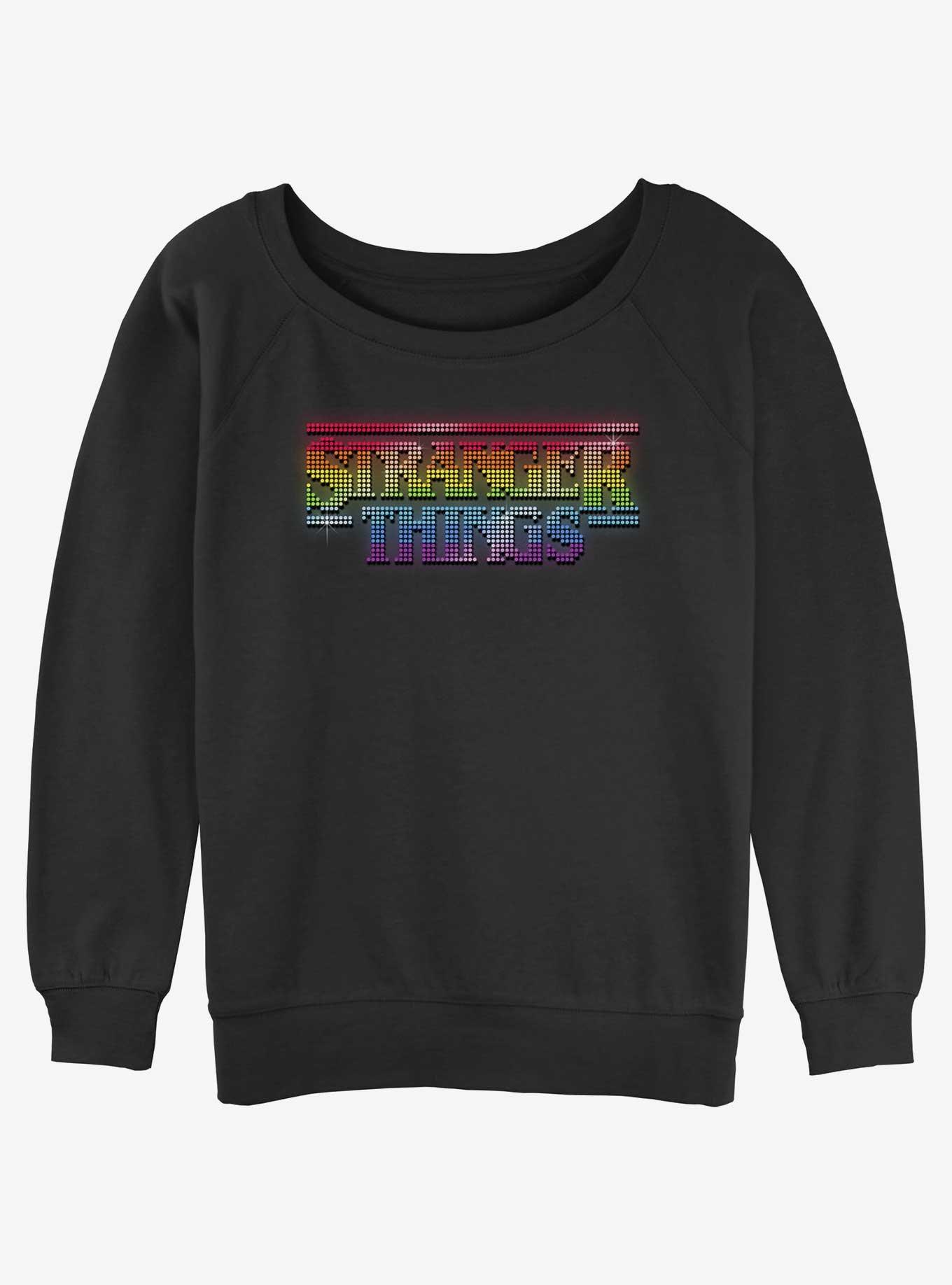 Stranger Things Rainbow Logo Womens Slouchy Sweatshirt, BLACK, hi-res