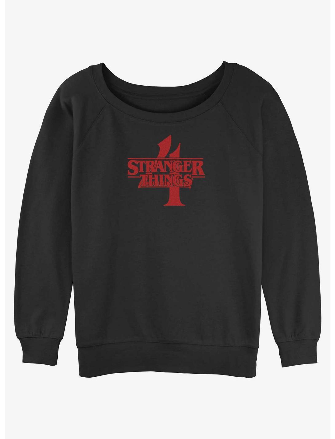 Stranger Things Season 4 Logo Womens Slouchy Sweatshirt, BLACK, hi-res