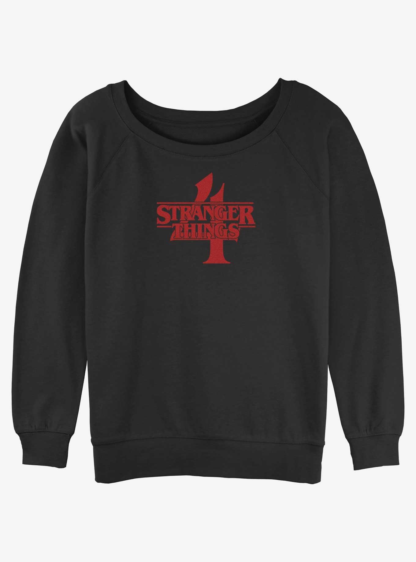 Stranger Things Season 4 Logo Womens Slouchy Sweatshirt, BLACK, hi-res