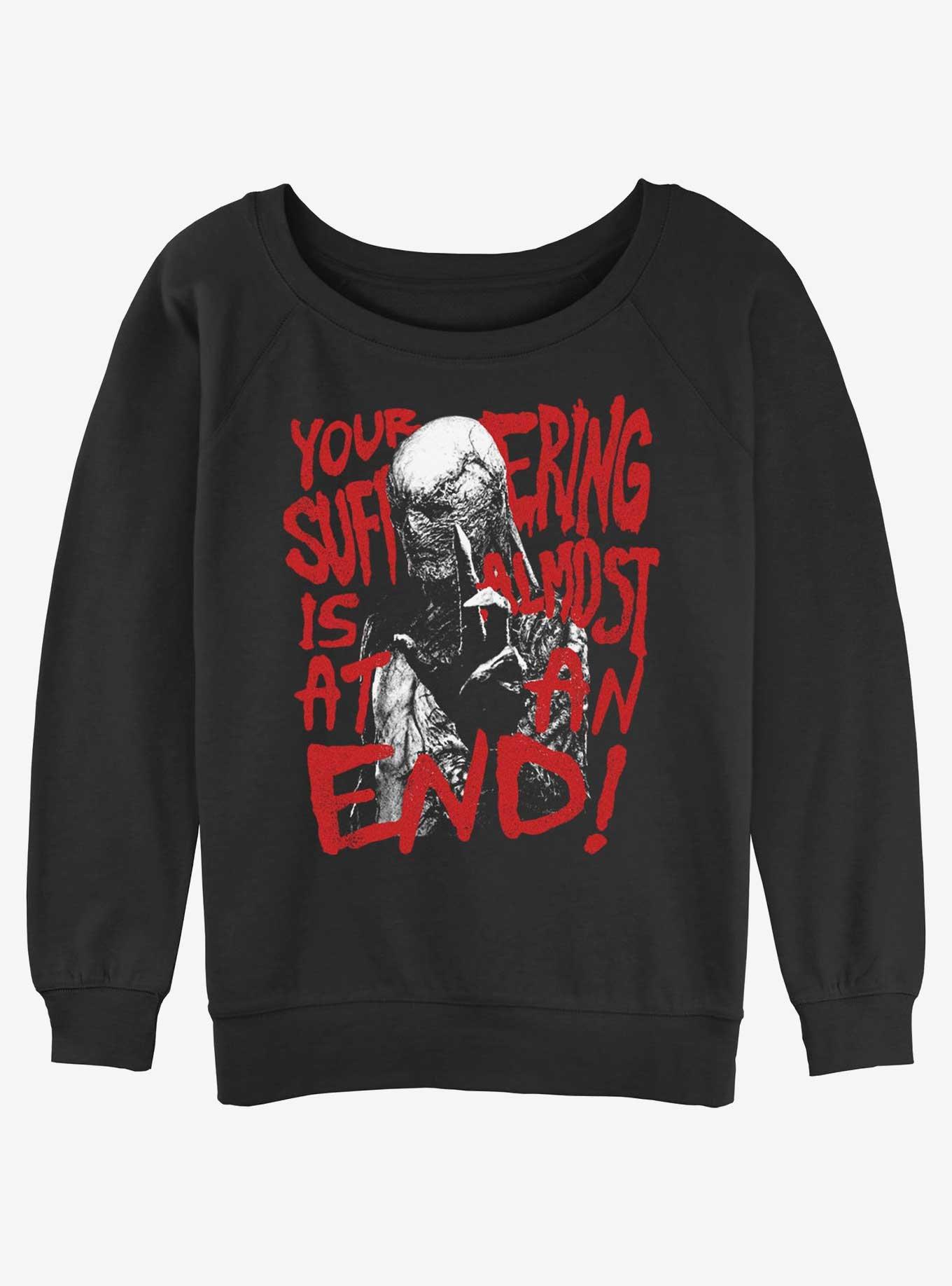 Stranger Things Vecna Suffering At An End Womens Slouchy Sweatshirt, BLACK, hi-res