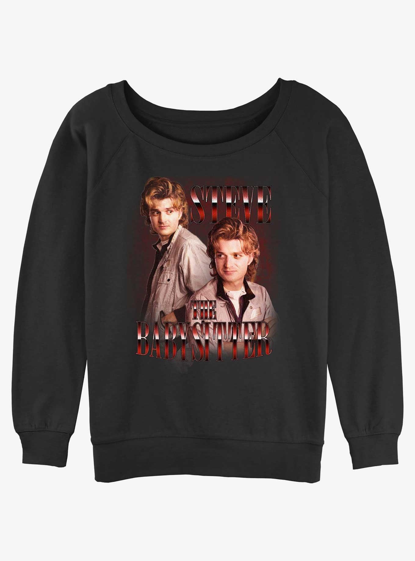 Stranger Things Steve The Babysitter Womens Slouchy Sweatshirt, BLACK, hi-res