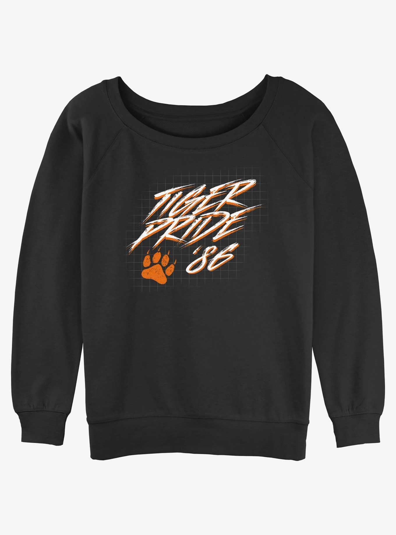 Stranger Things Tiger Pride Womens Slouchy Sweatshirt, BLACK, hi-res