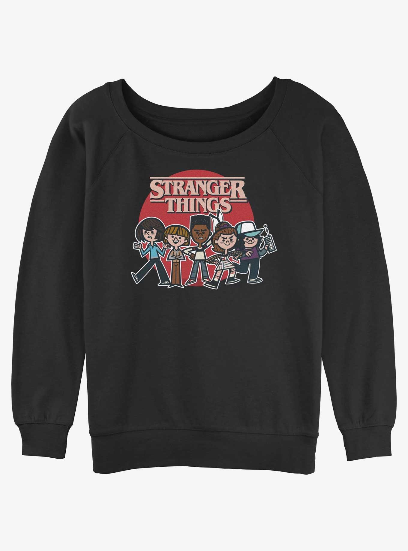 Stranger Things Toon Gang Womens Slouchy Sweatshirt, BLACK, hi-res