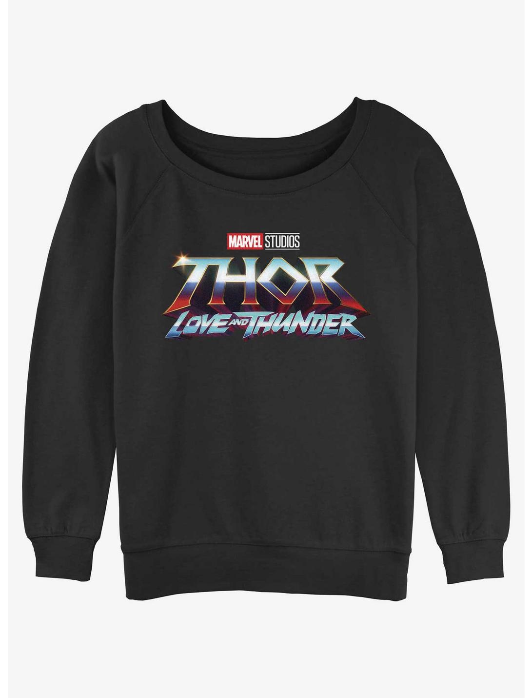 Marvel Thor: Love and Thunder Logo Womens Slouchy Sweatshirt, BLACK, hi-res