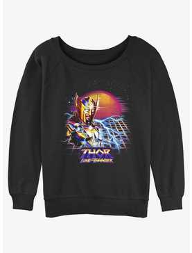 Marvel Thor: Love and Thunder Synthwave Sunset Womens Slouchy Sweatshirt, , hi-res