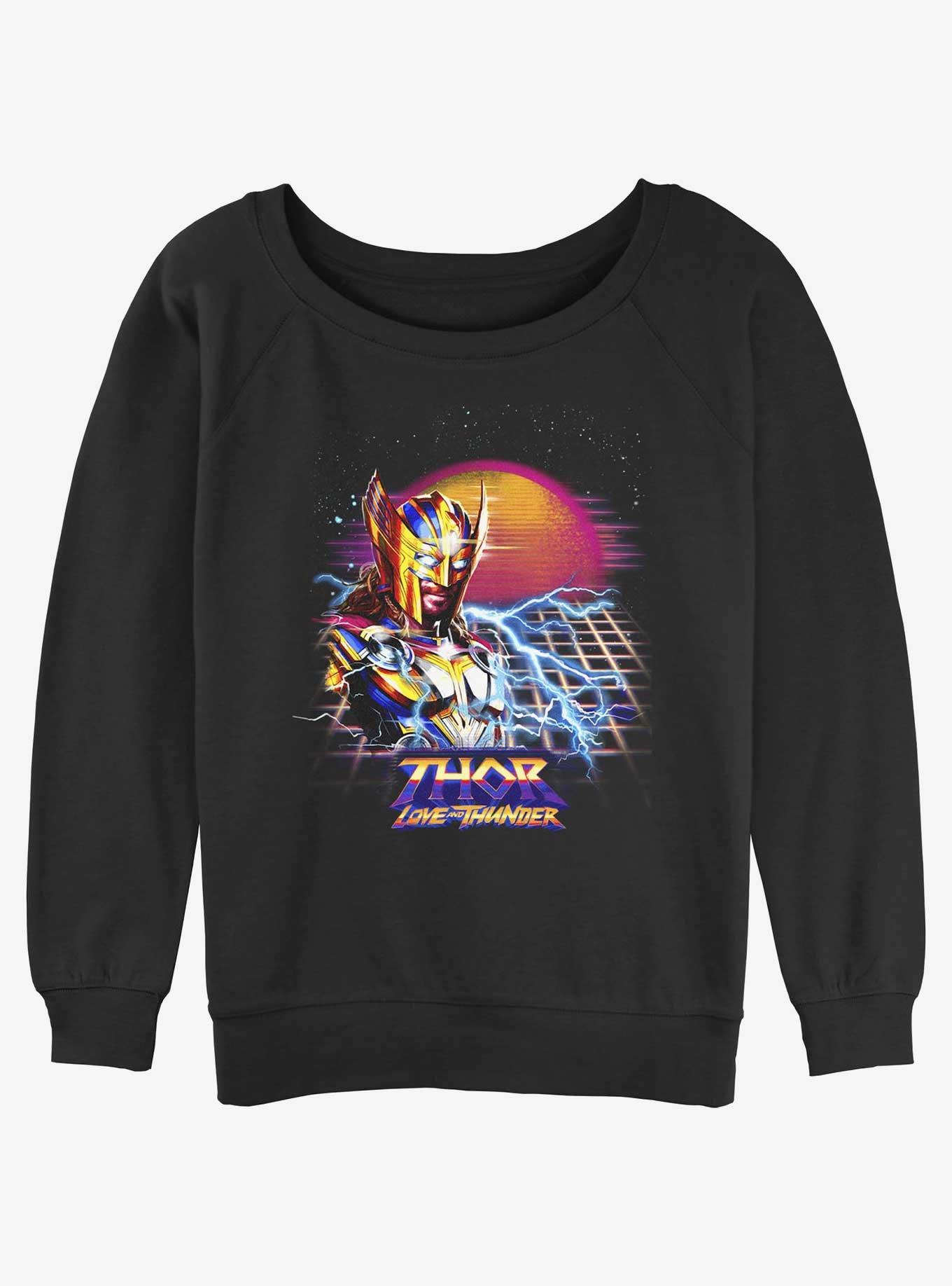 Marvel Thor: Love and Thunder Synthwave Sunset Womens Slouchy Sweatshirt, , hi-res