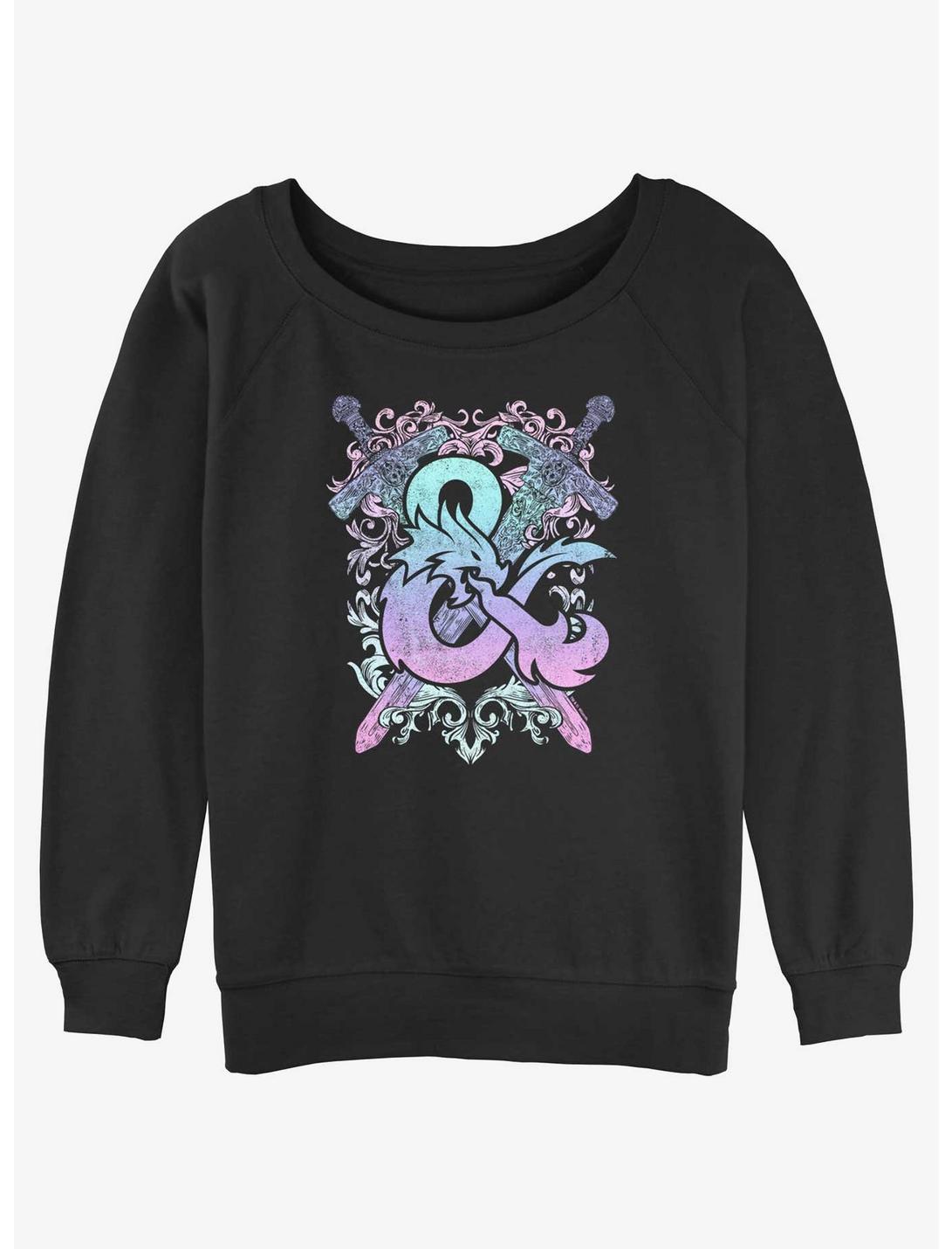 Dungeons & Dragons Pastel Logo Womens Slouchy Sweatshirt, BLACK, hi-res