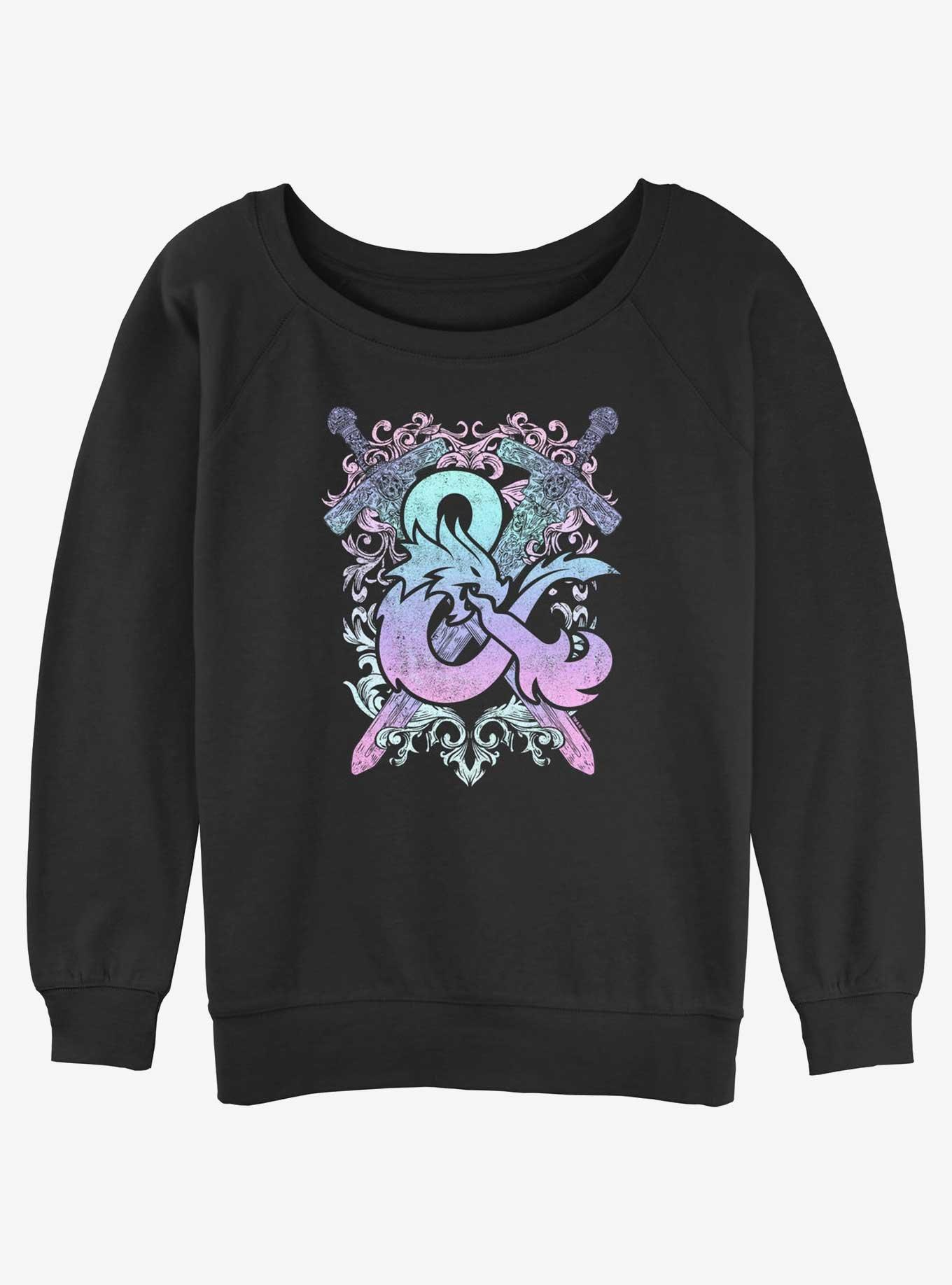 Dungeons & Dragons Pastel Logo Womens Slouchy Sweatshirt, BLACK, hi-res