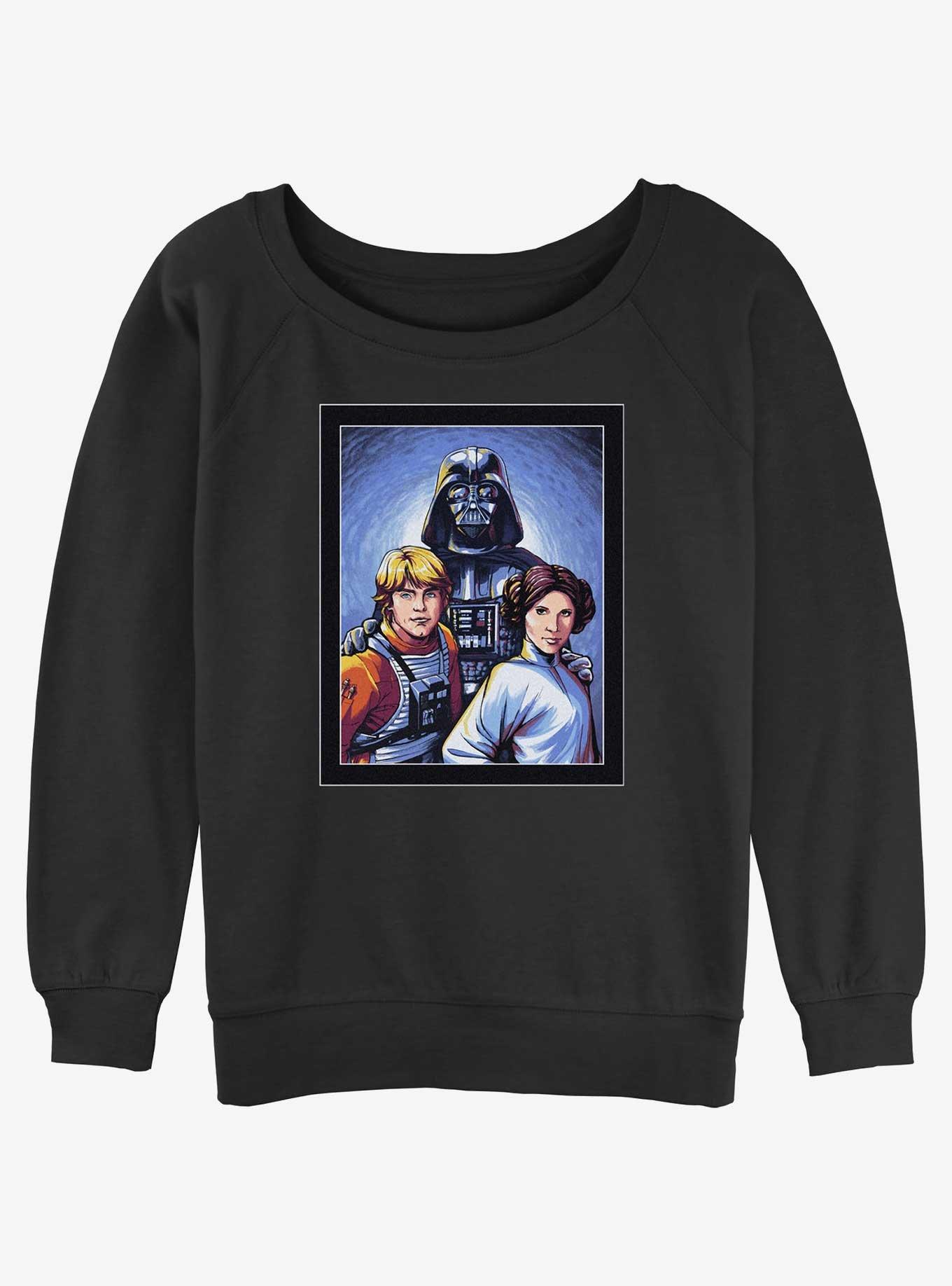 Star Wars Skywalker Family Portrait Womens Slouchy Sweatshirt, BLACK, hi-res