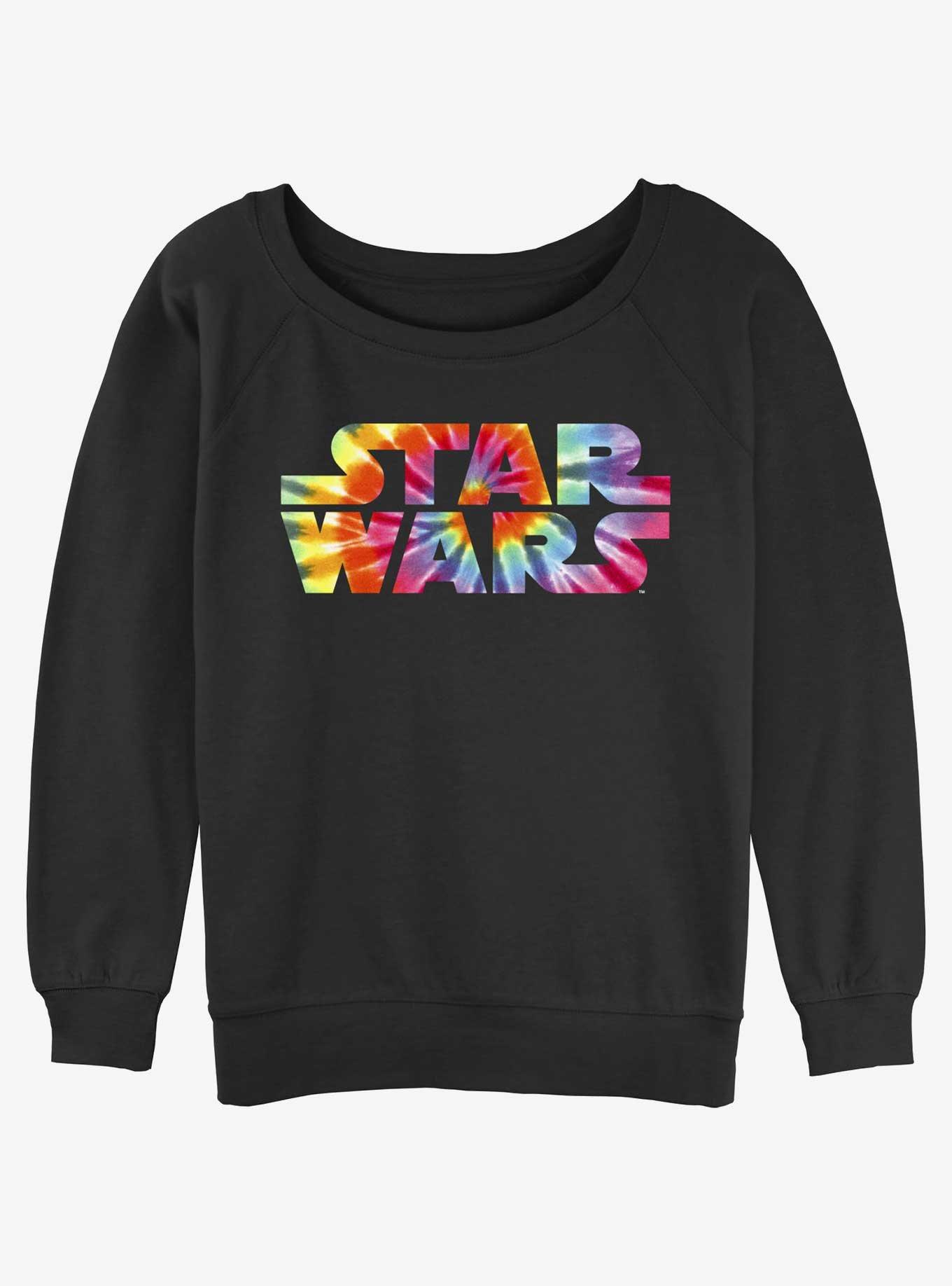 Star Wars Tie Dye Logo Womens Slouchy Sweatshirt, BLACK, hi-res