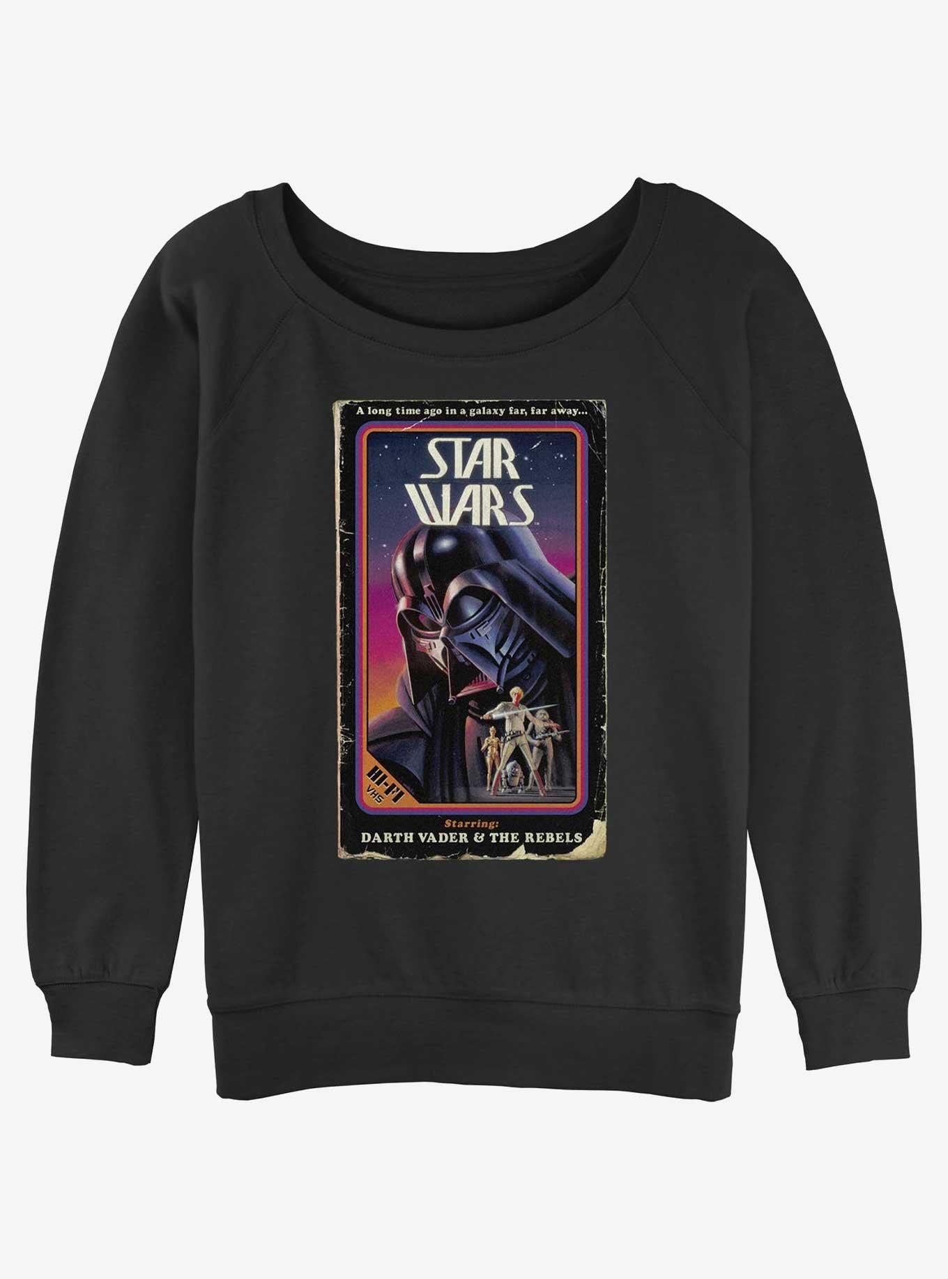 Star Wars VHS Stars Womens Slouchy Sweatshirt, BLACK, hi-res