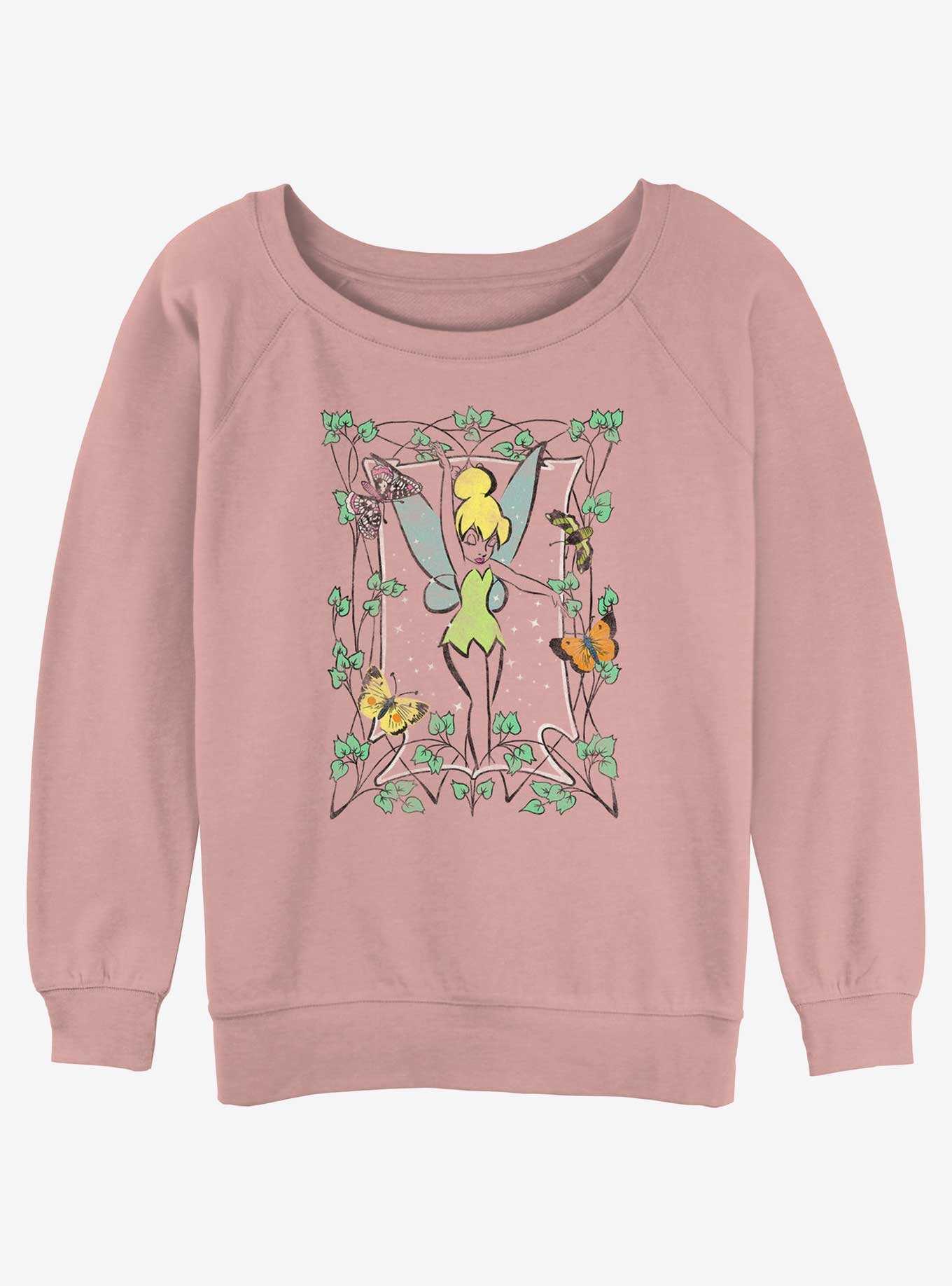 Disney Tinker Bell Floral Frame Womens Slouchy Sweatshirt, , hi-res