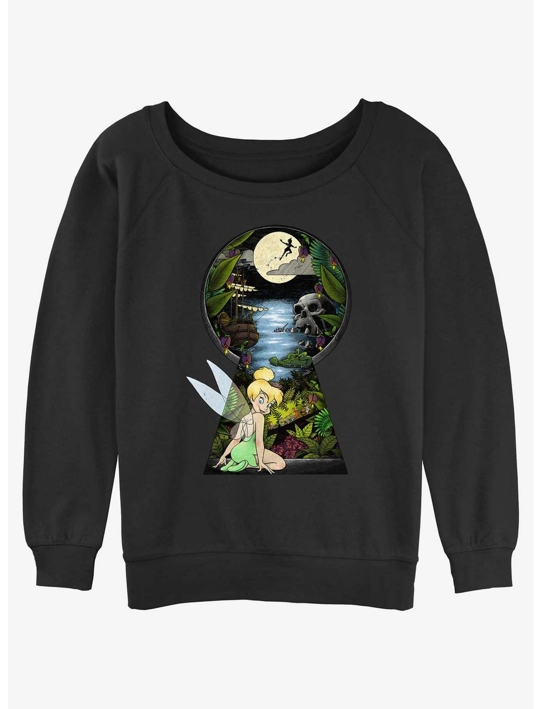 Disney Tinker Bell Keyhole To Neverland Womens Slouchy Sweatshirt, BLACK, hi-res