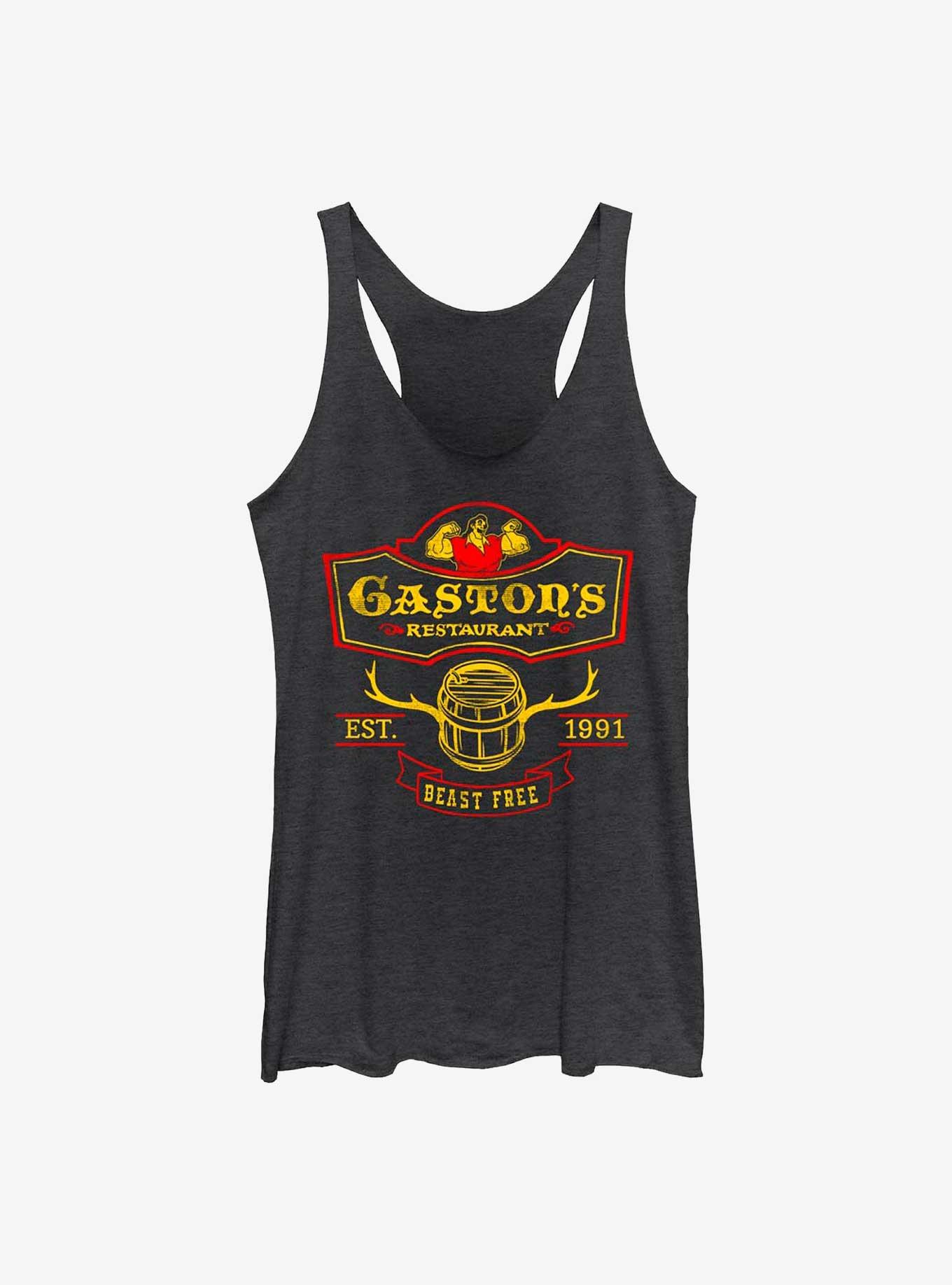 Disney Batb Gaston'S Restaurant Girls Raw Edge Tank, BLK HTR, hi-res