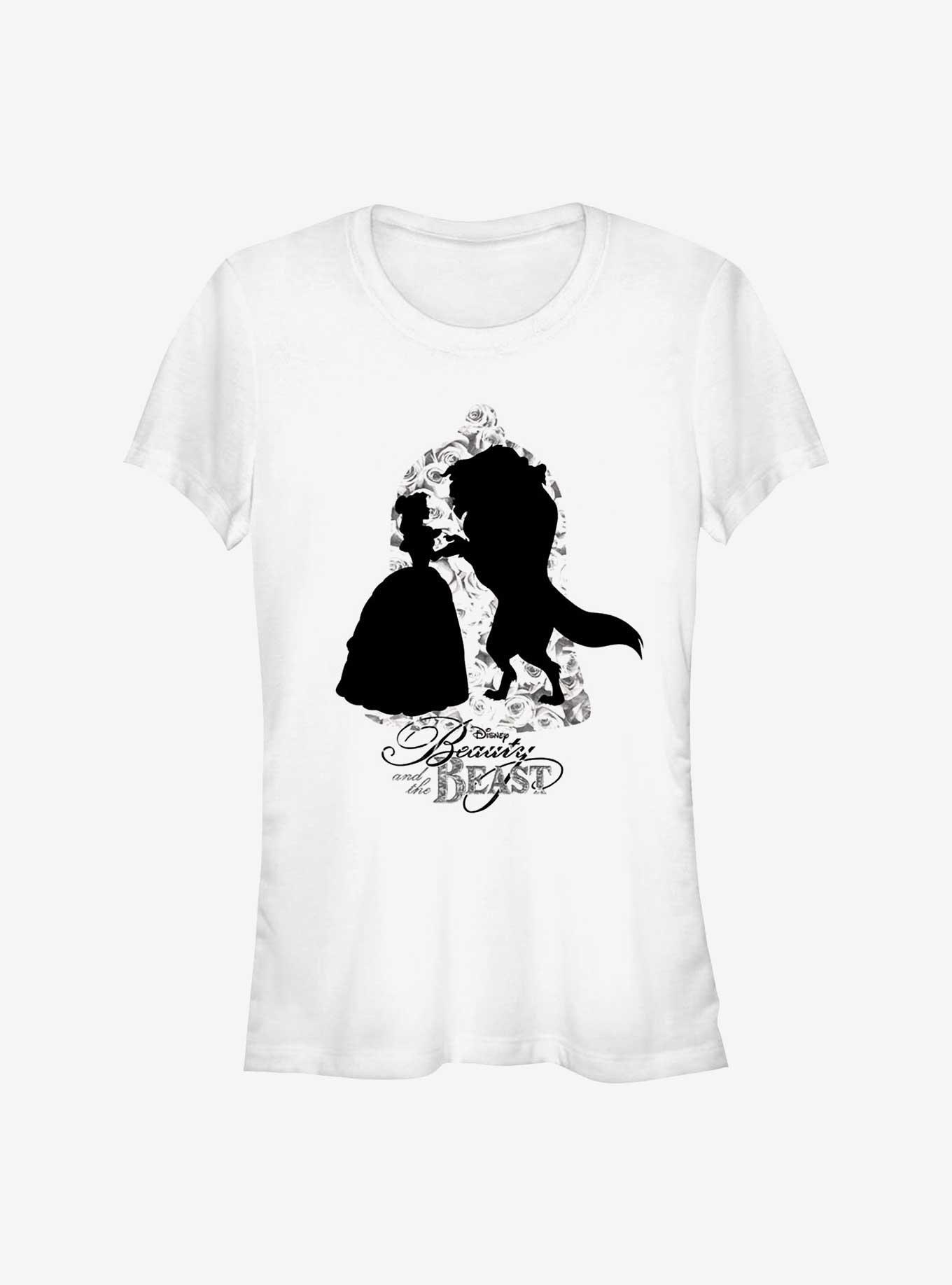 Disney Beauty Beast Rose Sillhouette Girls T-Shirt, WHITE, hi-res
