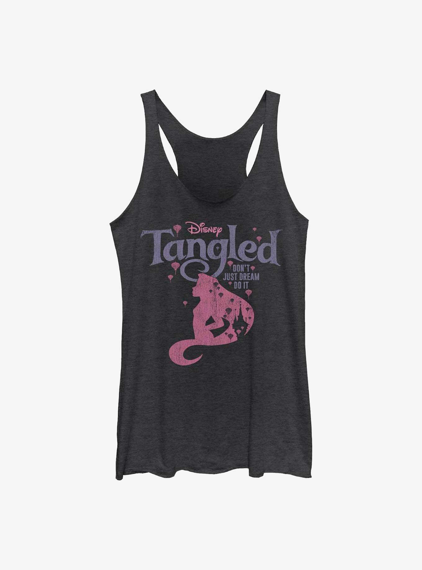 Disney Tangled Dont Just Dream Do It Girls Raw Edge Tank, BLK HTR, hi-res