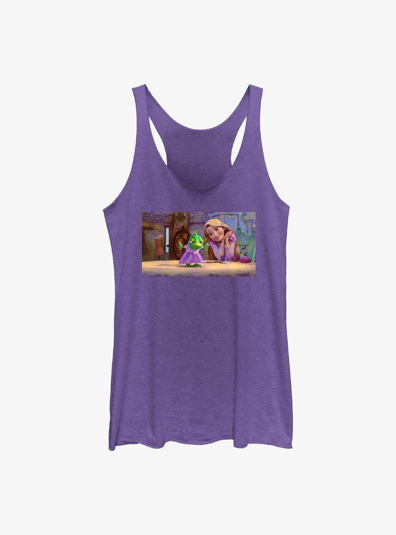 Disney Tangled Pascal Art Mood Girls Raw Edge Tank, PUR HTR, hi-res