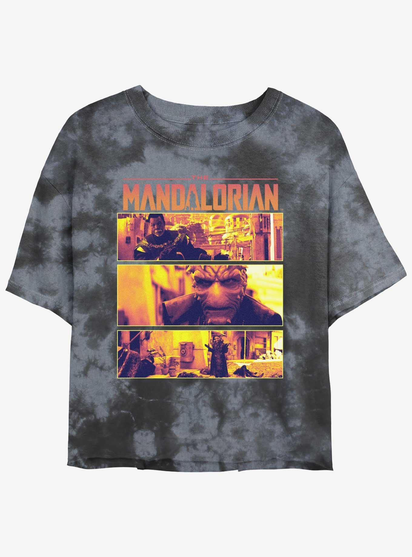 Star Wars The Mandalorian Pirates On Nevarro Standoff Tie-Dye Girls Crop T-Shirt, BLKCHAR, hi-res