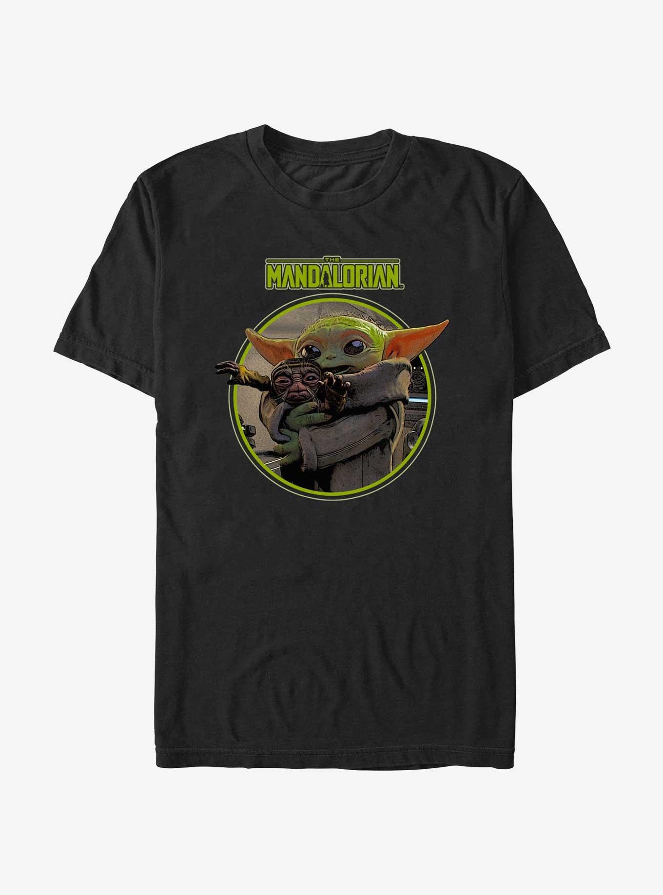Star Wars The Mandalorian Grogu Hugging An Anzellan T-Shirt Hot Topic Web Exclusive, BLACK, hi-res