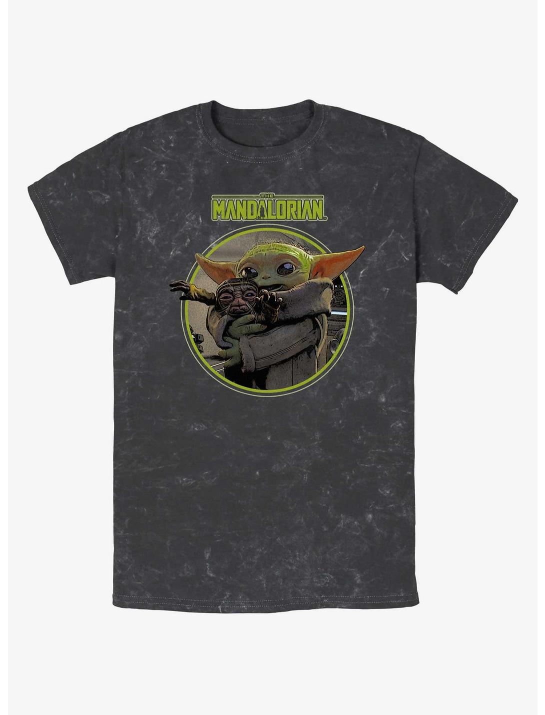 Star Wars The Mandalorian Grogu Hugging An Anzellan Mineral Wash T-Shirt Hot Topic Web Exclusive, BLACK, hi-res