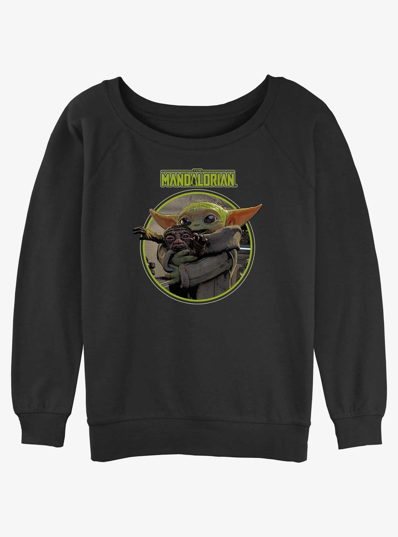 Star Wars The Mandalorian Grogu Hugging An Anzellan Slouchy Sweatshirt Hot Topic Web Exclusive, , hi-res