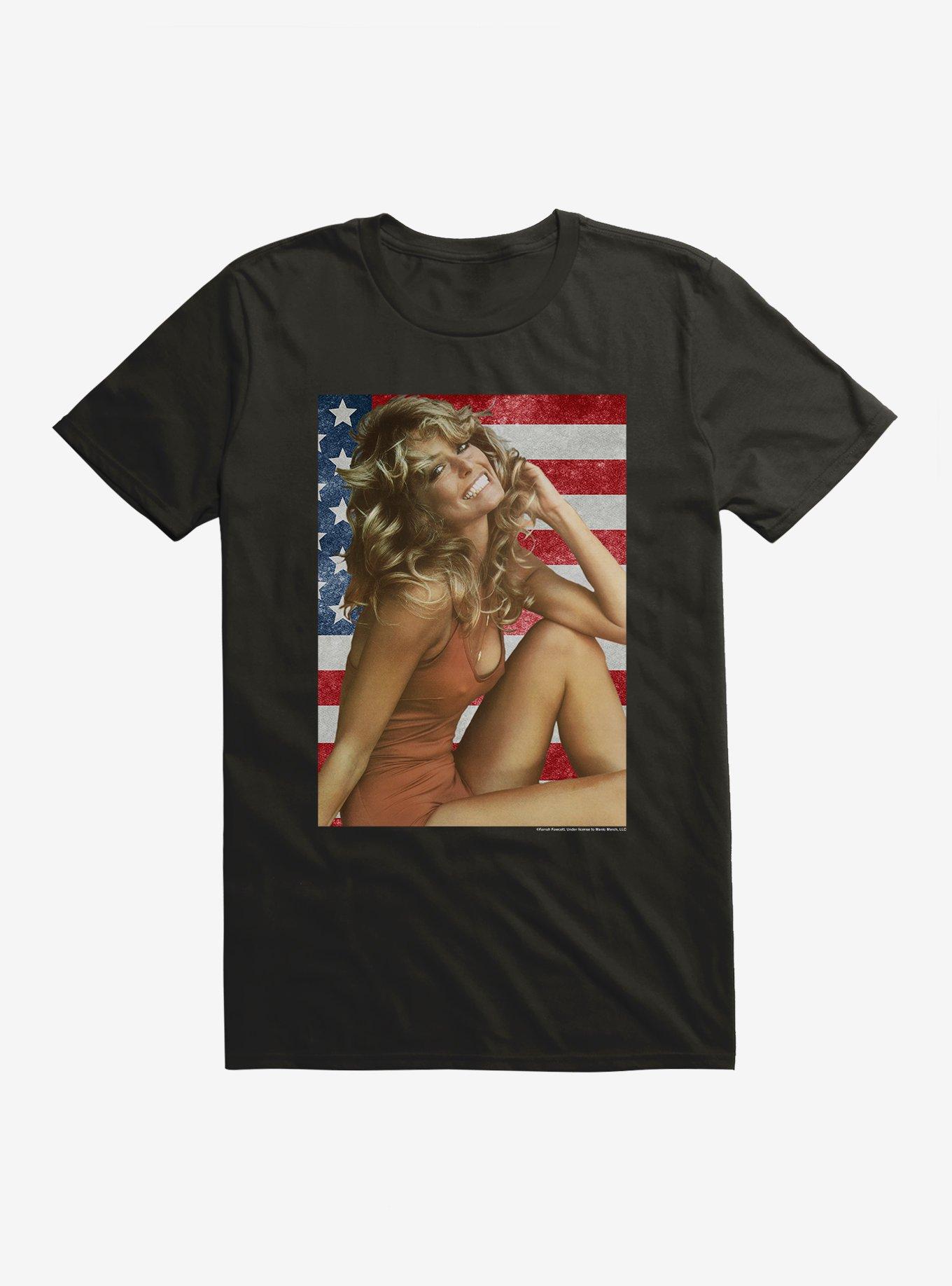 Farrah Fawcett American Flag T-Shirt, BLACK, hi-res