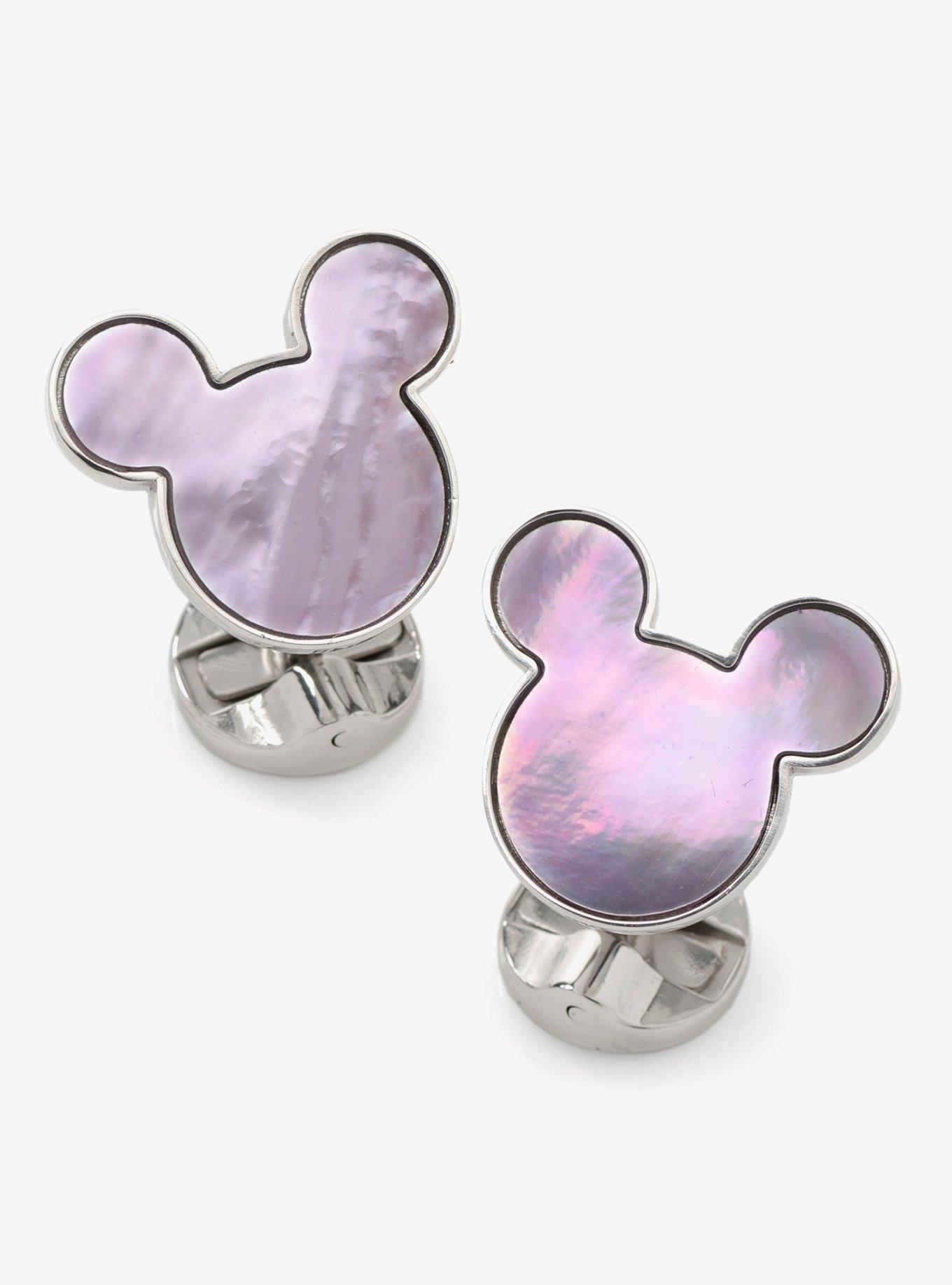 Disney Mickey Mouse Silhouette Lavender Mother Of Pearl Sterling Silver Cufflinks, , hi-res