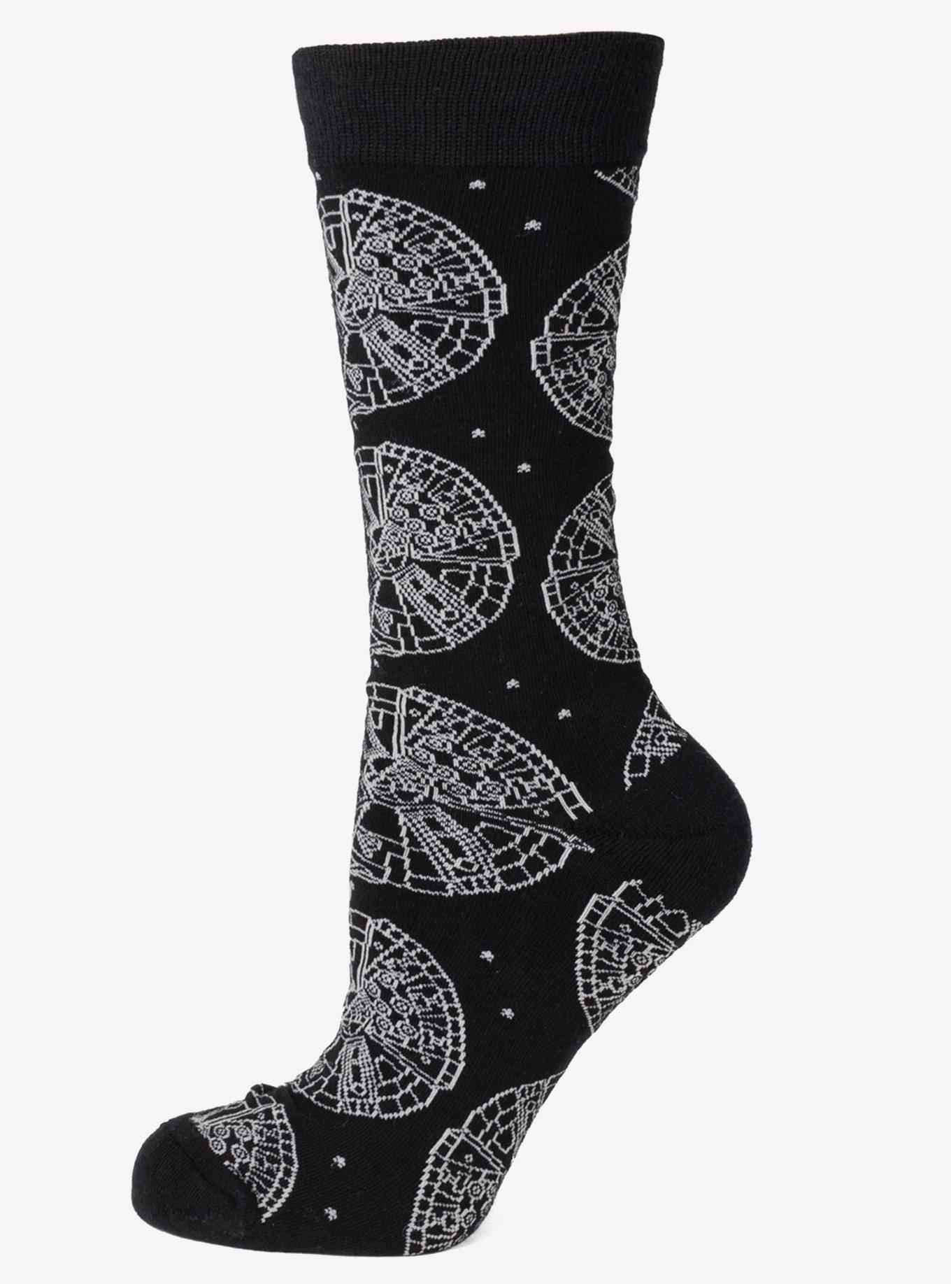 Star Wars Millennium Falcon Blueprint Black Men's Socks, , hi-res