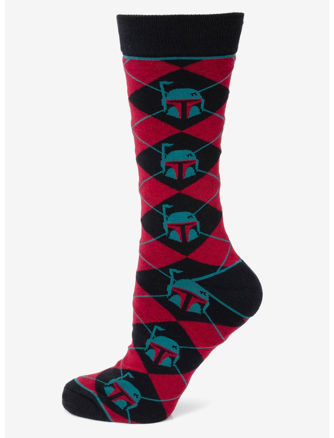 Star Wars Boba Fett Maroon Argyle Men's Socks, , hi-res