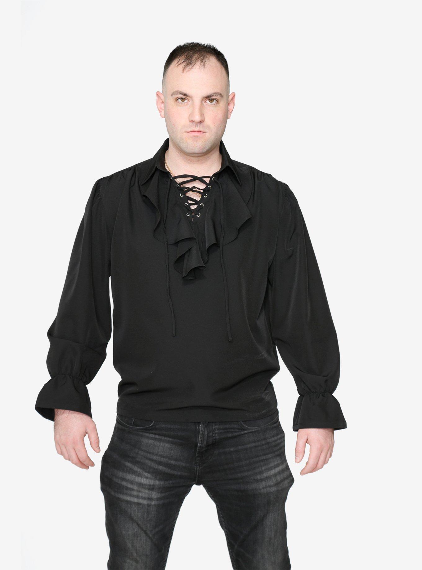 Black Pirate Men's Long Sleeve Shirt, BLACK, hi-res