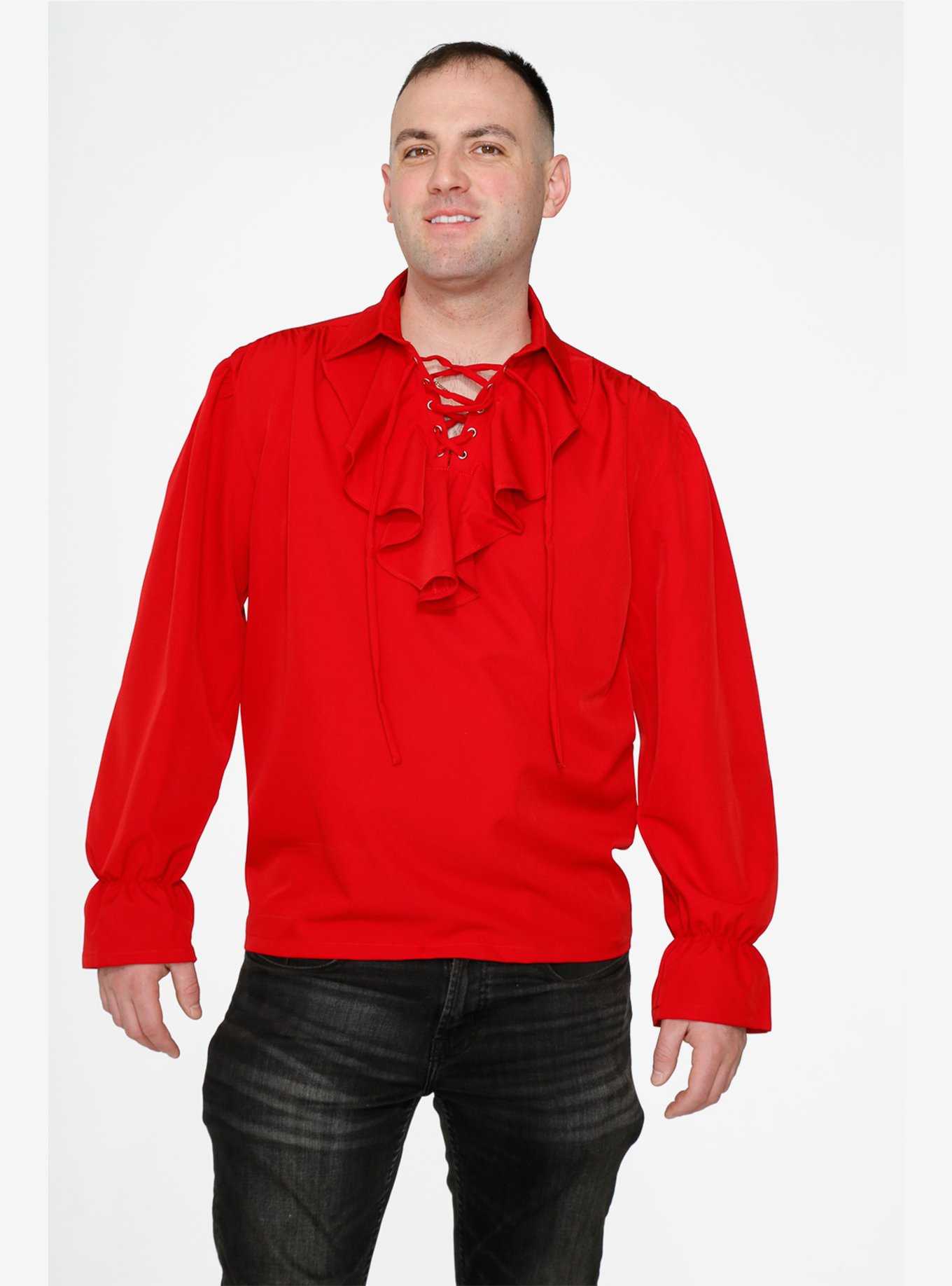 Red Pirate Men's Long Sleeve Shirt, , hi-res