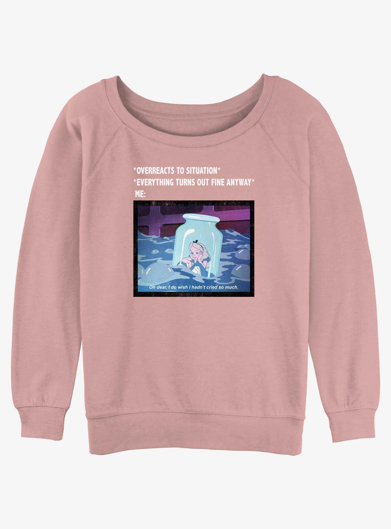 Disney Alice In Wonderland Anxiety Meme Womens Slouchy Sweatshirt, , hi-res