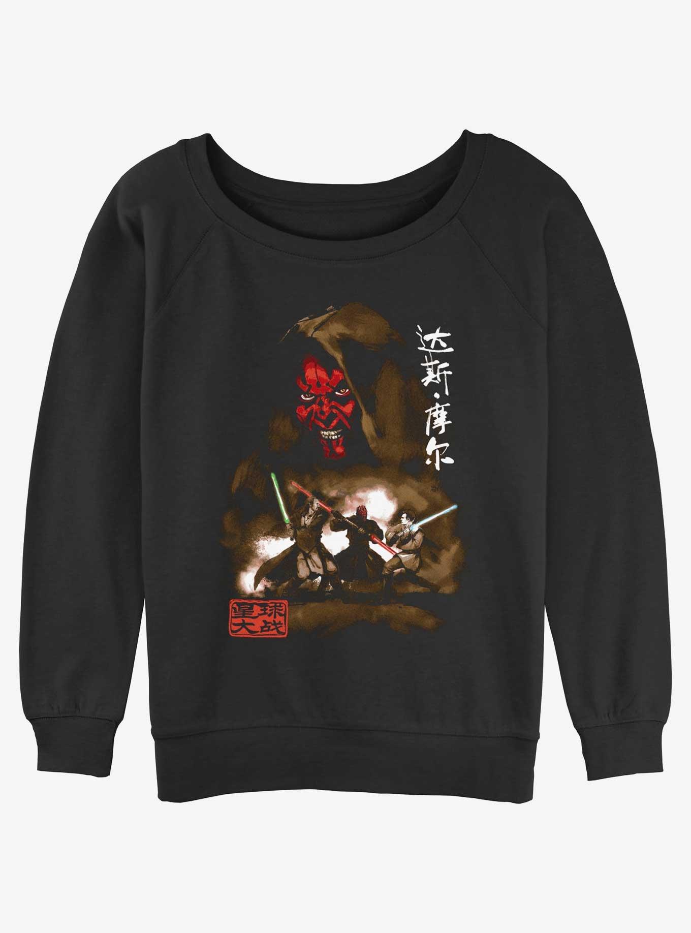 Star Wars Maul Battle Womens Slouchy Sweatshirt, BLACK, hi-res