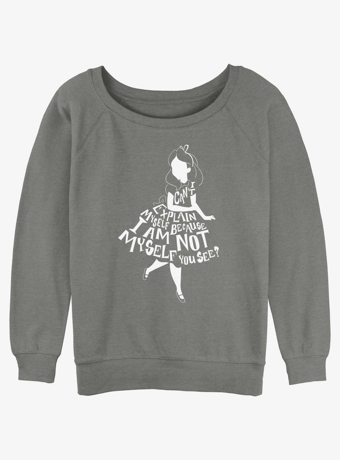 Disney Alice In Wonderland Not Alice Womens Slouchy Sweatshirt, GRAY HTR, hi-res