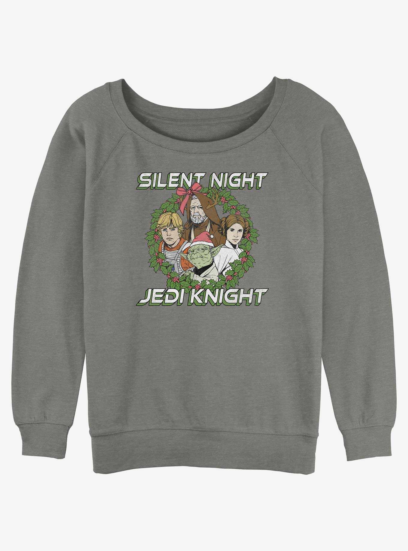 Star Wars Silent Night Jedi Knight Christmas Wreath Womens Slouchy Sweatshirt, , hi-res