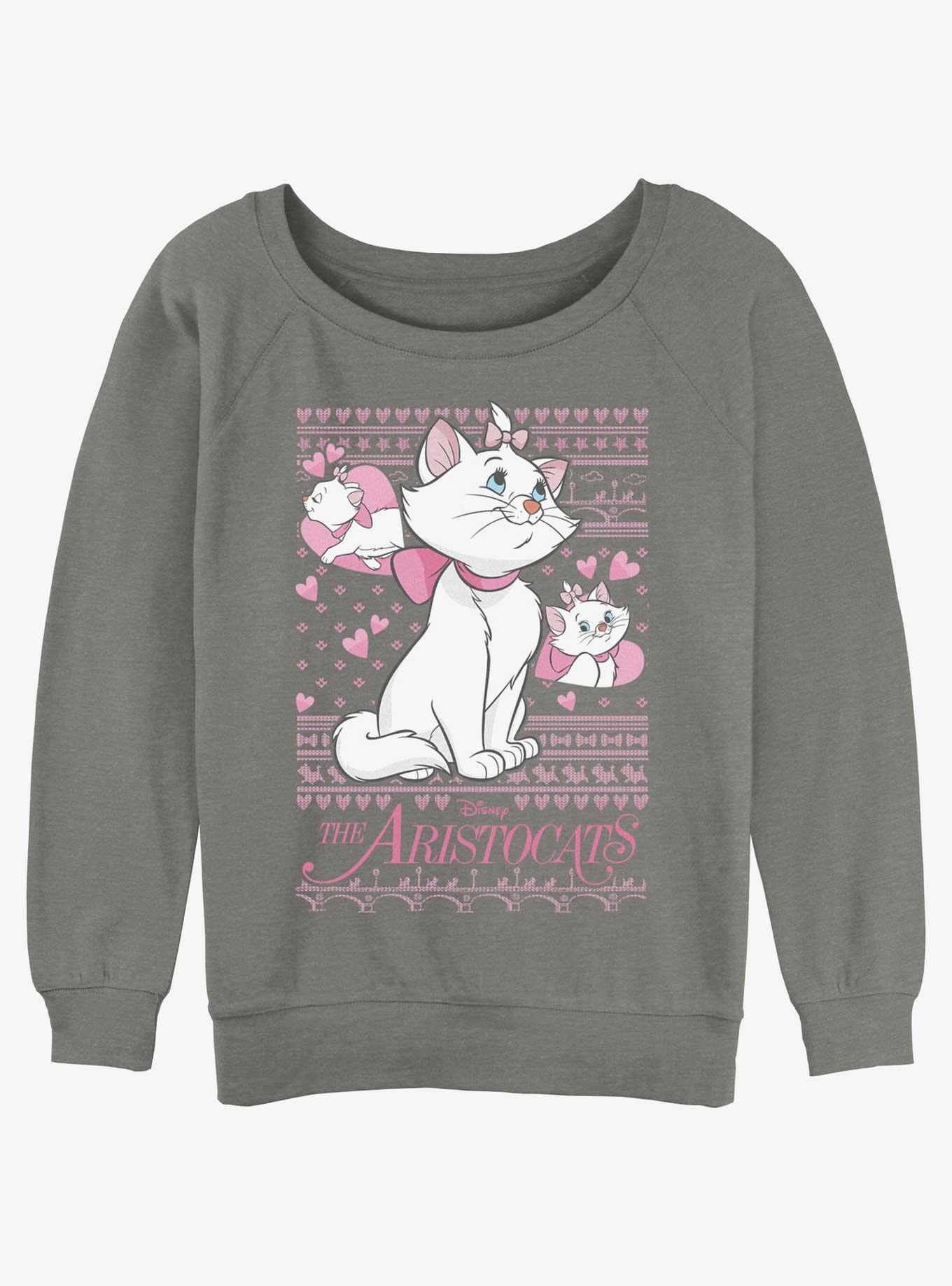 Disney The Aristocats Marie Ugly Christmas Womens Slouchy Sweatshirt, GRAY HTR, hi-res