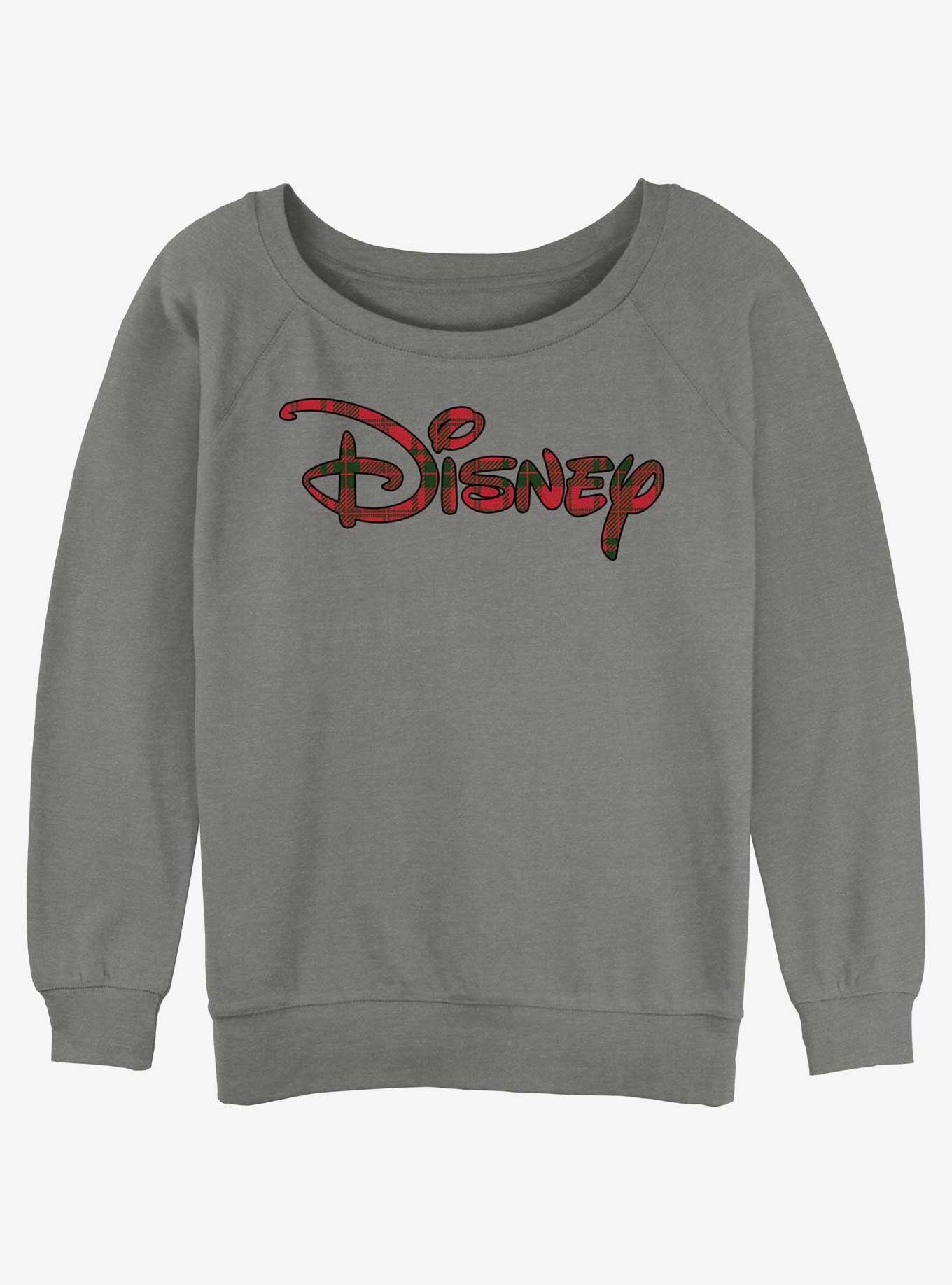 Disney Holiday Logo Womens Slouchy Sweatshirt, GRAY HTR, hi-res