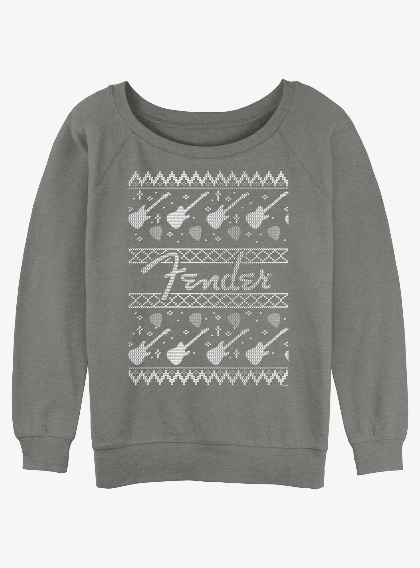 Fender Ugly Christmas Womens Slouchy Sweatshirt, GRAY HTR, hi-res