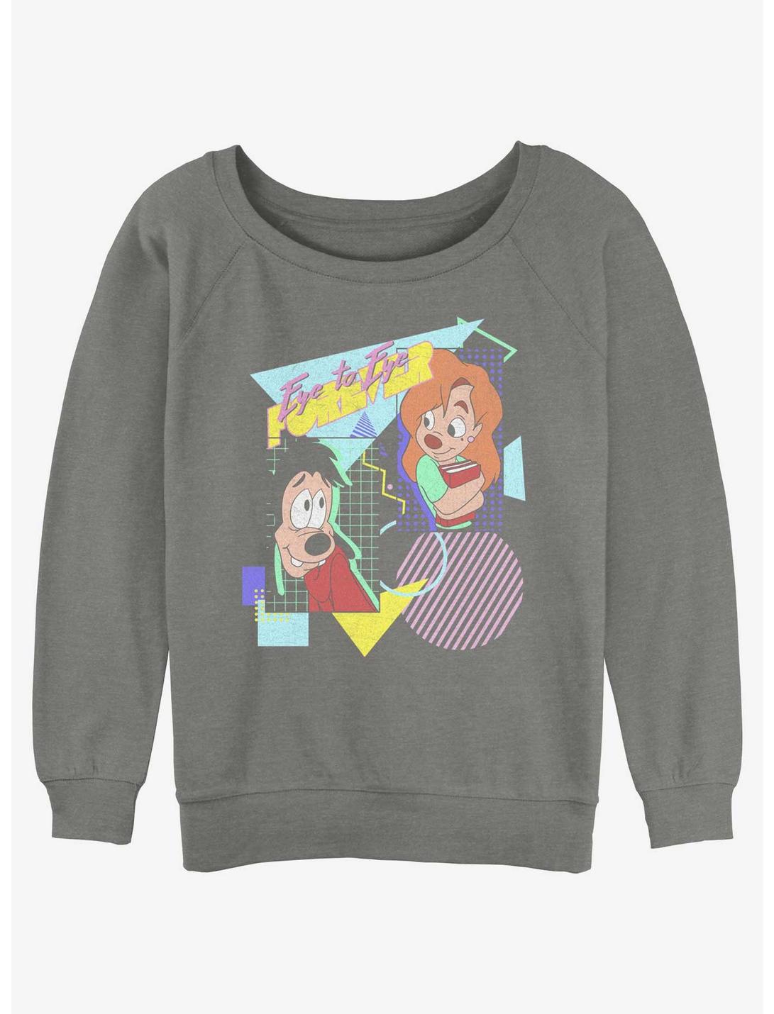 Disney Goofy Eye To Eye 80's Womens Slouchy Sweatshirt, GRAY HTR, hi-res
