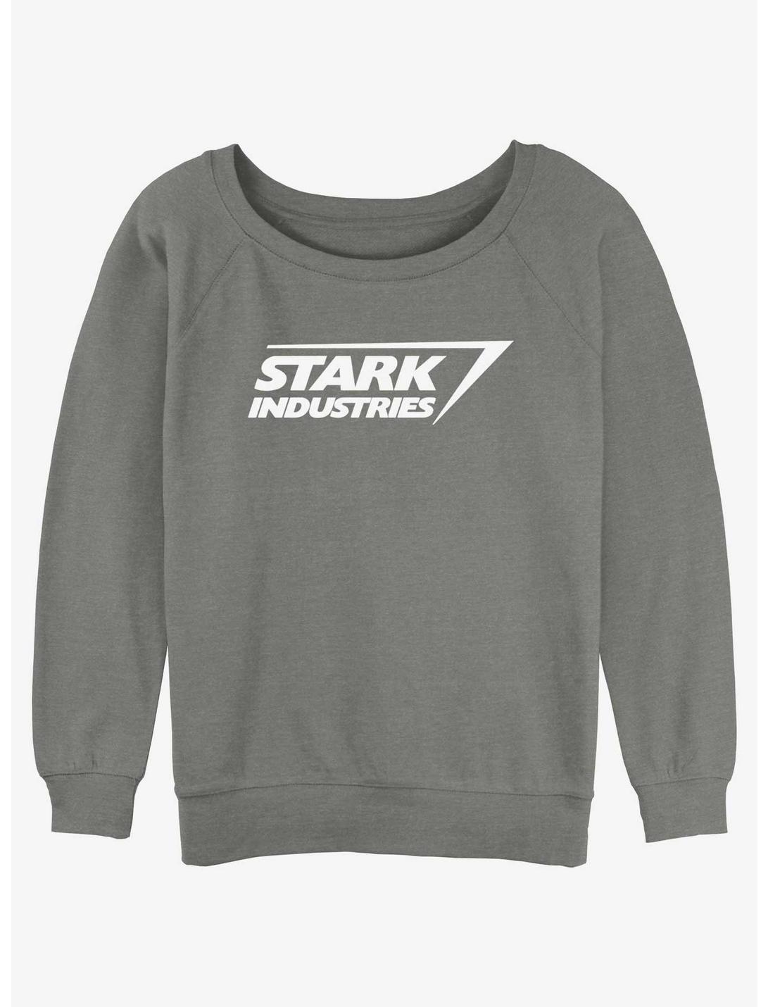 Marvel Iron Man Stark Industries Logo Womens Slouchy Sweatshirt, GRAY HTR, hi-res