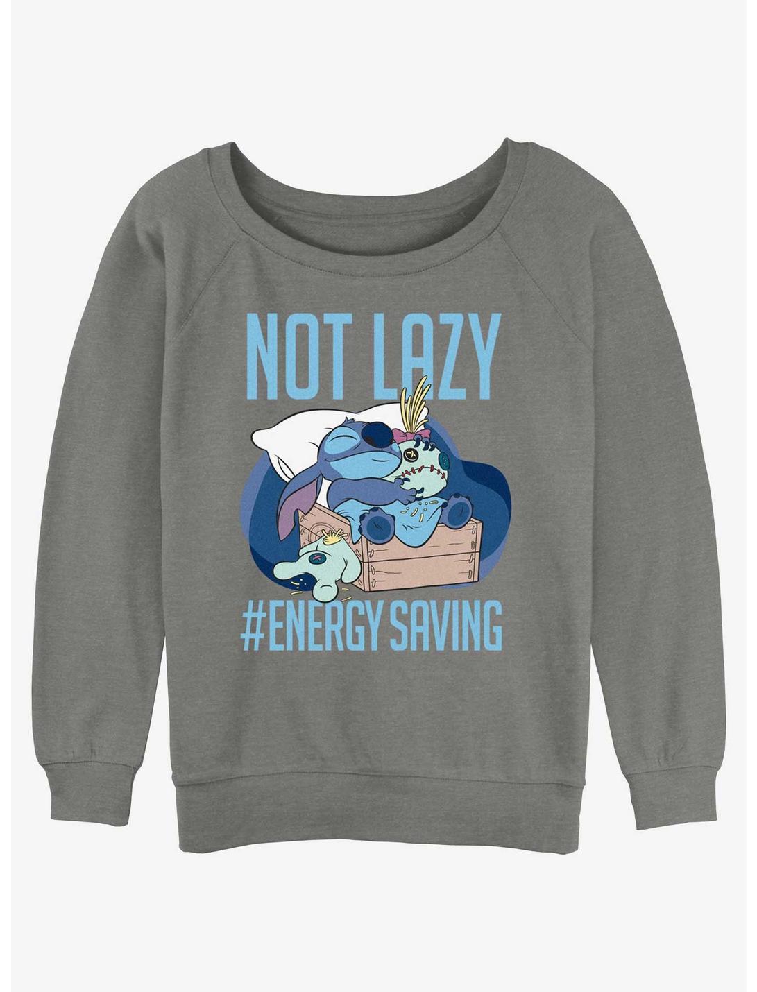 Disney Lilo & Stitch Lazy Energy Womens Slouchy Sweatshirt, GRAY HTR, hi-res