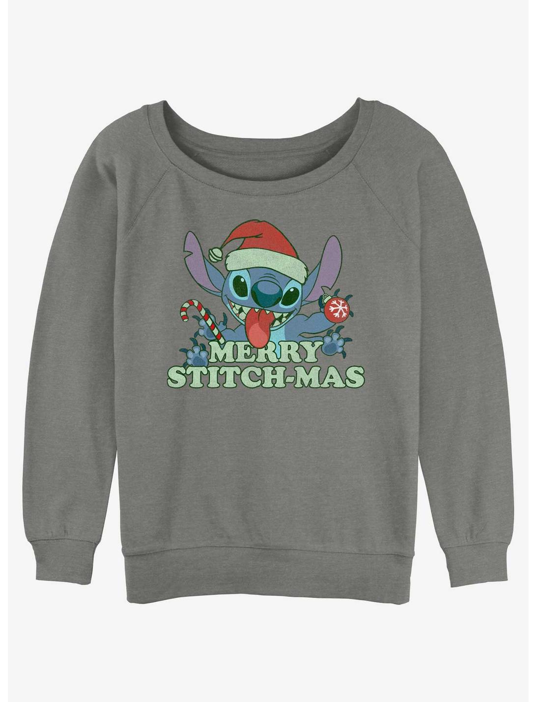 Disney Lilo & Stitch Merry Stitchmas Womens Slouchy Sweatshirt, GRAY HTR, hi-res