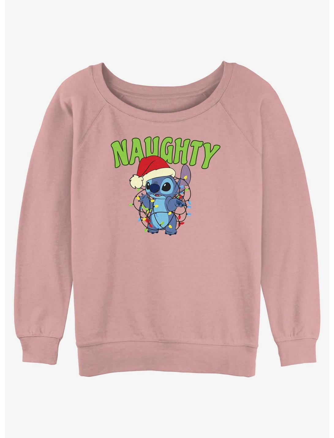 Disney Lilo & Stitch Naughty Stitch Womens Slouchy Sweatshirt, DESERTPNK, hi-res