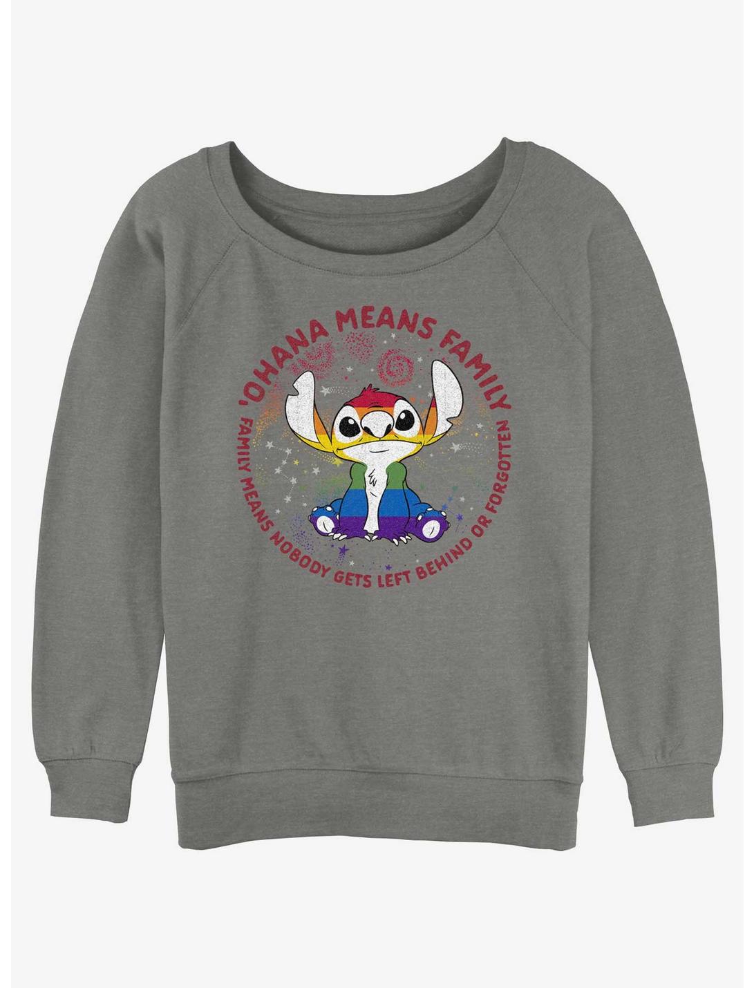 Disney Lilo & Stitch Ohana Pride Womens Slouchy Sweatshirt, GRAY HTR, hi-res