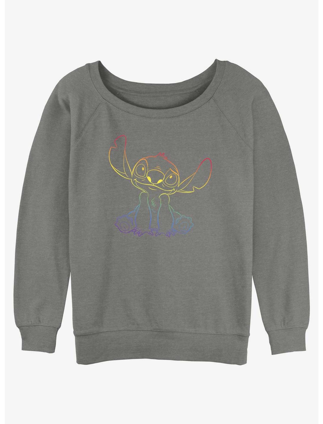 Disney Lilo & Stitch Pride Stitch Womens Slouchy Sweatshirt, GRAY HTR, hi-res